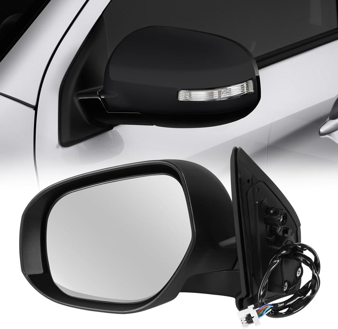 Left Driver Side Mirror Fit for 2014-2019 Mitsubishi Outlander Sport, Rear View Mirror with Power Glass, Heated, Turn Signal and Electric Folding (Doesn't Fit for Outlander Model, 9Pins, Glossy Black)