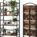 Vintage Multifunctional Folding Bookshelf, No-Assembly Plant Stand Storage Rack Shelves for Home Office, 4-tier X