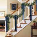 6 Pcs Vintage Velvet Christmas Bows - 23.6 x 15.7 Inch Rustic Large Wreath Bow for Xmas Tree Topper Garland Swags Staircase Fireplace Mantel Wedding Home Decor (6, Navy Blue)