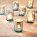 Homemory 36 Pcs Blue Votive Candle Holders, Mercury Glass Candle Holder, Tealight Candle Holders for Table Centerpieces, Baby Shower, Party, Anniversary, Wedding, Home Decor, Halloween, Christmas