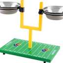 NCAA Kansas Jayhawks Goalpost Football Field Dog Feeder  Adjustable Elevated Dog Bowls with Stand, 2 Stainless Steel Bowls, Non-Slip Rubber Feet, Raised Pet Feeder for Large & Small Dogs