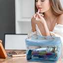 2 x TotePrint 1PCS Clear Handle Zipper Cosmetic Bag and Versatile Travel Pouch,7.09 * 4.72 * 5.12inch Durable PVC Material,for Makeup Travel Essentials (With-1PCS)