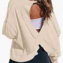 FMCHICO Backless Top for Women Crop Oversized Crewneck Pullovers Casual Loose Long Sleeve Shirts Running Y2k Yoga Outfits M