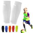 Soccer Shin Guards Pads for Kids Youth Adult, Espinilleras De Futbol para Hombres, Calf Compression Sleeve with Honeycomb Pads, Protective Soccer Gear for Boys, Girls, Small, White