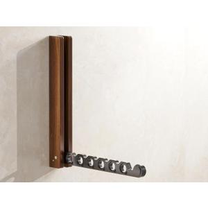 Natural Wood Folding Clothes Hanger Rack for Laundry Room, Wall Mounted Clothes Drying Rack, Laundry Drying Rack Foldable, Perfect for Small Spaces, Walnut Wood Black