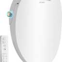 XCQQ Electric Bidet Toilet Seat with Remote, Heated Toilet Seat, Instant Warm Water, Warm Air Dryer, Rear & Feminine with Oscillating Cleansing, Night Light, Slow Close Lid, LED Display - Elongated