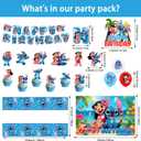 Stitch Party Supplies, Birthday Party Decorations Set Include Banner, Backdrop, Balloons, Hanging Swirls, Cake Cupcake Toppers, Tablecloth for Boys Girls Stitch Party Decorations