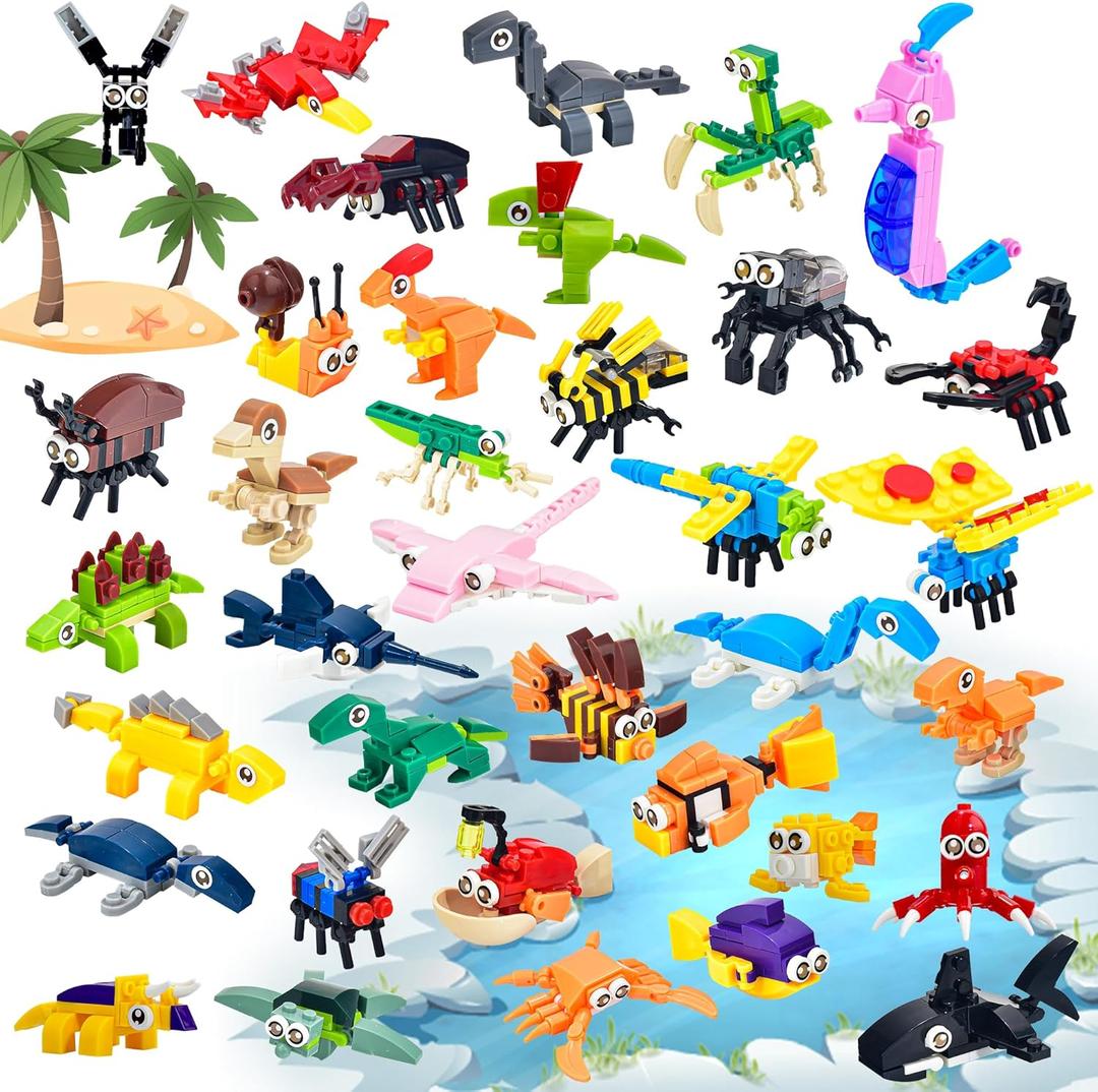 36 Packs Small Animal Mini Building Blocks Set Party Favors for Kids 4-8, Goodie Bags Stuffers for Kid, Prize Box Toys for Kids Classroom