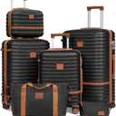 Joyway Luggage Set 3 Piece Suitcase Sets with Spinner Wheel,Hardside Expandable Travel Laggage with TSA Lock (13/20/24/28 Black Brown)