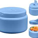 13.5oz Kids Jar for Hot Food, Insulated Vacuum Food Jar with Buckle Lid, Stainless Steel Wide Mouth Leak Proof Insulated Lunch Container for School Picnic Travel, Sky Blue