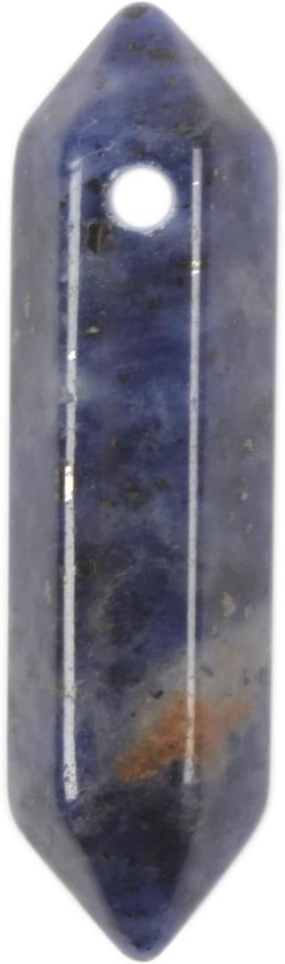 Sodalite 32mm Natural Gemstone Hexagonal Wand Jewelry Making Crystal Pointed Chakra Reiki Healing Beads 2mm Hole Drilled(Pack of 10)