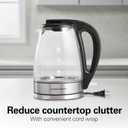Hamilton Beach 1.7L Electric Kettle, Water Boiler & Heater, LED Indicator, Built-In Mesh Filter, Auto-Shutoff & Boil-Dry Protection, Cordless Serving, Clear Glass (40864)