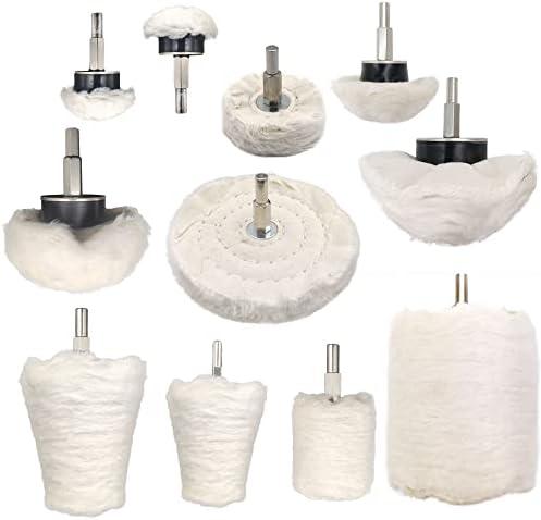 Tworider 11 pcs Buffing Wheel for Drill, Buffing Pad Polishing Wheel Kits, Wheel Shaped Polishing Tool for Metal Aluminum, Stainless Steel, Chrome, Jewelry, Wood, Plastic, Ceramic, Glass, etc