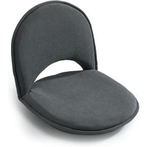 YOUKEEEJOJO Floor Chair 5-Position Adjustable Back Support Chair Foldable Camping, Floor Lounger,Corduroy Fabric, Video-Gaming Reading Watching, Indoor Outdoor Use(Grey)