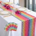 ShinyBeauty Sequin Rainbow Table Runner 12x108'' 5 Pack for Wedding Decor