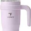 REDUCE 24 oz Stainless Steel Tumbler with Handle - Dual-Wall Vacuum Insulated Travel Mug, Sweat-Proof Lid & Reusable Straw - Keeps Drinks Cold for 24 Hrs, Fits Cupholders, Dishwasher Safe - Lilac Bud