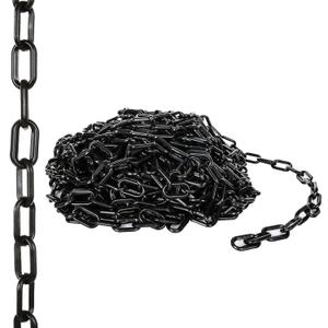 Acrux7 Plastic Chain 82 FT. 1.5 Inch Link Diameter Black Plastic Chain Link, Light Weight UV Protected Plastic Chain Barrier for Hanging Halloween Decoration, Crowd Control