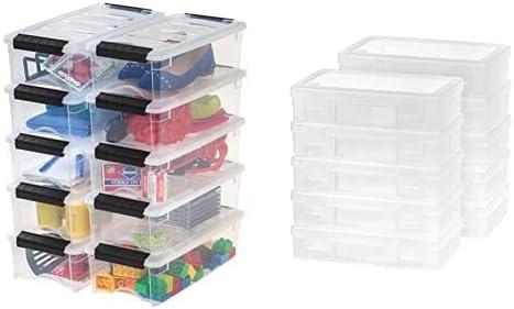 IRIS USA, Inc. TB-35 5 Quart Stack & Pull Box, Clear with IRIS Medium Modular Supply Case, 10 Pack