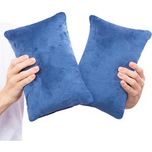 2 Pack Small Pillow, Memory Foam Mini Pillow 11 X 7 Inches for Travel, Sleeping, Nap and Neck, Knee, Lumbar Support, Tiny Cushion for Pet, Dogs (Blue)