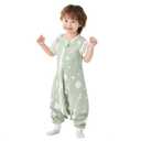 Super Soft 0.5 TOG Sleep Sack with Legs, 100% Organic Cotton Side Open Lightweight Toddler Sleep Sack with Feet, Foliage, Size L