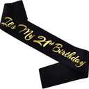 It's My 21st Birthday Sash, Black Gold Birthday Sash for 21st Bday Party Supplies, Gifts for Girl or Boy Bday Party Favors