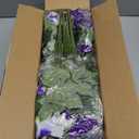Artificial Flowers for Outdoors, Faux Morning Glory Spring Summer Decoration, Fake Flowers Plants UV Resistant Look Real Silk Flowers for Outside Planter Front Door Porch Patio Yard (12, Purple-White)