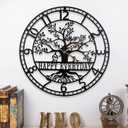 Tree of Life Wall Clock,Metal Black Large Wall Clock, 24inch Oversized Wall Clock for Living Room Bedroom Home Decor,Silent Mid-Century Clock,Modern Family Tree Clock