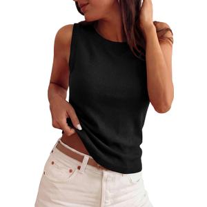 PRETTYGARDEN Sleeveless Sweater Tops for Women 2026 Summer Dressy Ribbed Tank Tops Spring Business Casual Work Shirts Blouses, Large