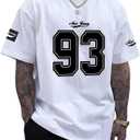 Verdusa Men's Jersey Shirt Letter Print Short Sleeve Round Neck Athletic Tee Tops (XXL)