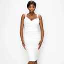 Lily Surplice Ruched Mesh Bodycon Midi Dress With Straps, Size 08