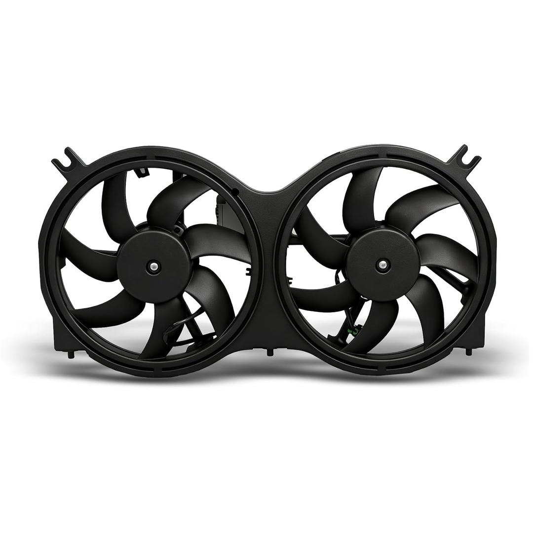 Dual Radiator Fan with Control Module Replacement for Pathfinder 2013-2017 Replacement for QX60 2014-2019 Replacement for JX35 2013 Replacement for 621-586 621586 214813JA2E NI3115149
