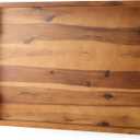 20 Inch Acacia Wood Ottoman Tray with Metal Handle - Wooden Square Serving Tray - Extra Large Food Trays for Decorative, Coffee Table, Breakfast in Bed - Charcuterie Trays Use for Kitchen