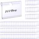 Tatuo 200 Pcs Reusable Plastic Wire Shelf Label Holders, Clear Price Card Sign for Pantry Retail Supermarket Merchandise Shopping Mall Shop Ticket Display Holder Clip on Design, 2.36 L x 1.65 H