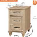 WAMPAT End Table with Charging Station, Wood Side Table with Drawer and Storage Cabinet, Modern End Table with Power outlets USB Ports for Living Room Bedroom, Oak, 1 Piece