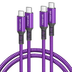 Basesailor iPhone 16 15 Pro Max Charger Cable,USB C to USB C 100W Cable 10ft/2Pack,Fast PD Charging Type C Cord for MacBook Mac,iPad Air 4 5 4th 5th Mini 6 6th Generation,Samsung Note S25 S24 S23 S22 (10FT/3M, Purple)
