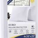LEEWEITAS Euro Pillow Protector(Set of 2-20 x 20),Zipperd Pillow Encasement-Pillow Covers, European Square Pillow Cases (White, 20" x 20")