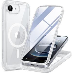 Miracase for iPhone 17e Case & iPhone 16e Case, Full-Body Phone with Built-in Glass Screen Protector, [Magnetic with MagSafe] Military Drop Proof 17 E/ 16 E Cover Bumper 6.1 inch, Matte Clear