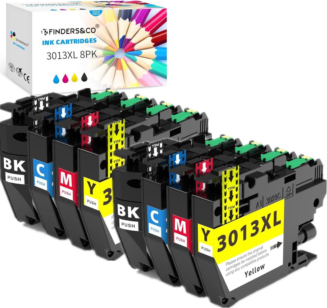 F FINDERS&CO LC3013 LC-3013 LC3011 XL Ink Cartridges Work for Brother MFC-J491DW MFC-J497DW MFC-J690DW MFC-J895DW Printer, 8 Pack