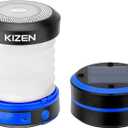Kizen Solar Camping Lantern Rechargeable - LED Lanterns for Power Outages, & Camping Lights - Collapsible & Rechargeable Lamp with Solar or Plug - Hiking Gear (Blue)