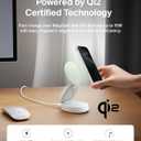 Belkin MagSafe Charger Compatible, 3-in-1 Qi2 15W Wireless Charging Station, Convertible Wireless Charger for iPhone 17, Apple Watch, AirPods, Pixel 10, Phone Stand for Travel w/ 36W Adapter - White