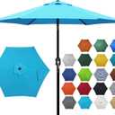 Blissun 7.5 ft Patio Umbrella, Yard Umbrella, Outdoor Market Umbrella with Push Button Tilt Crank (Light Blue)