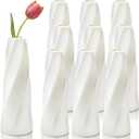 10 Pack Composite Plastic Flower Vases Bulk, 8" Ivory Modern Style Vases for Centerpieces, Small Unbreakable Bud Vase, Tall Conic Floral Vase for Bouquet Home Decor Wedding Party Dinner Table