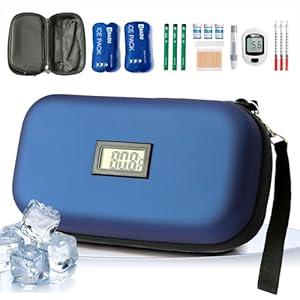 24-Hour Insulin Cooler Travel Case TSA Approved Medication Diabetic Cooler for Daily Life Trip with Thermometer Temperature Display Refrigerated Medicine Organizer Bag Includes 2 Ice Packs(Champagne)