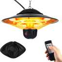 1500w Ceiling Mounted Outdoor Heaters Electric Hanging Infrared Patio Heater with Remote Control, Dust Cover and Adjustable Chain, 3 Adjustable Modes for Garage, Gazebo, Balcony, Courtyard