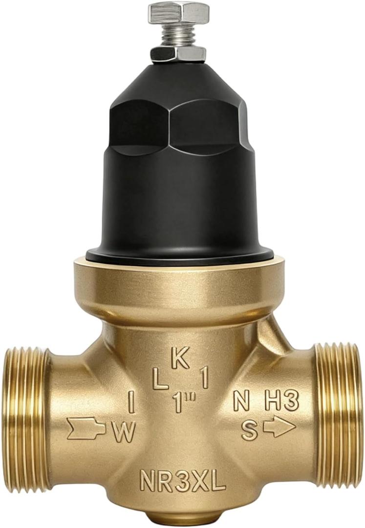 1" NR3XLDU Water Pressure Reducing Valve, Double Union FNPT Connection, for Home & Commercial Use