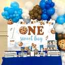 Sursurprise Cookie 1st Birthday Decorations, 5 * 3 ft One Sweet Boy Backdrop Banner Photography Background Photo Studio, Cookie and Milk Party Supplies