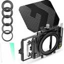 K&F Concept Mini Matte Box +Black Mist 1/4 Filter Kit, DSLR Camera Matte Box with Carbon Fiber Top Flag Square Filters Trays with 67/72/77/82/95mm Adapter Rings, for 4x5.65 Square UV ND Filter