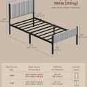 VASAGLE Twin Bed Frame with Upholstered Headboard, Metal Bed Frame Twin Size with Footboard, 550 lb Weight Capacity, Steel Slats, Easy Assembly, No Box Spring Needed, Dove Gray URMB983G01V1