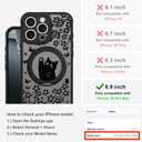Cute Case for iPhone 16 Pro Max Case with Stand [ Compatible with MagSafe ] Kawaii Black Cat & Floral & Butterflies Pattern Design 360 Magnetic Ring Kickstand Phone Cover for Women Girls Boys