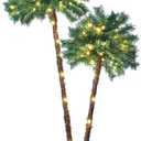 DAMEING 6' 5' Palm Tree Christmas Tree, Pre-Lit Artificial Xmas Tree Lights Light Up LED Fake Decorations Decor for Indoor Inside Party, Home, Office, Holiday Decor